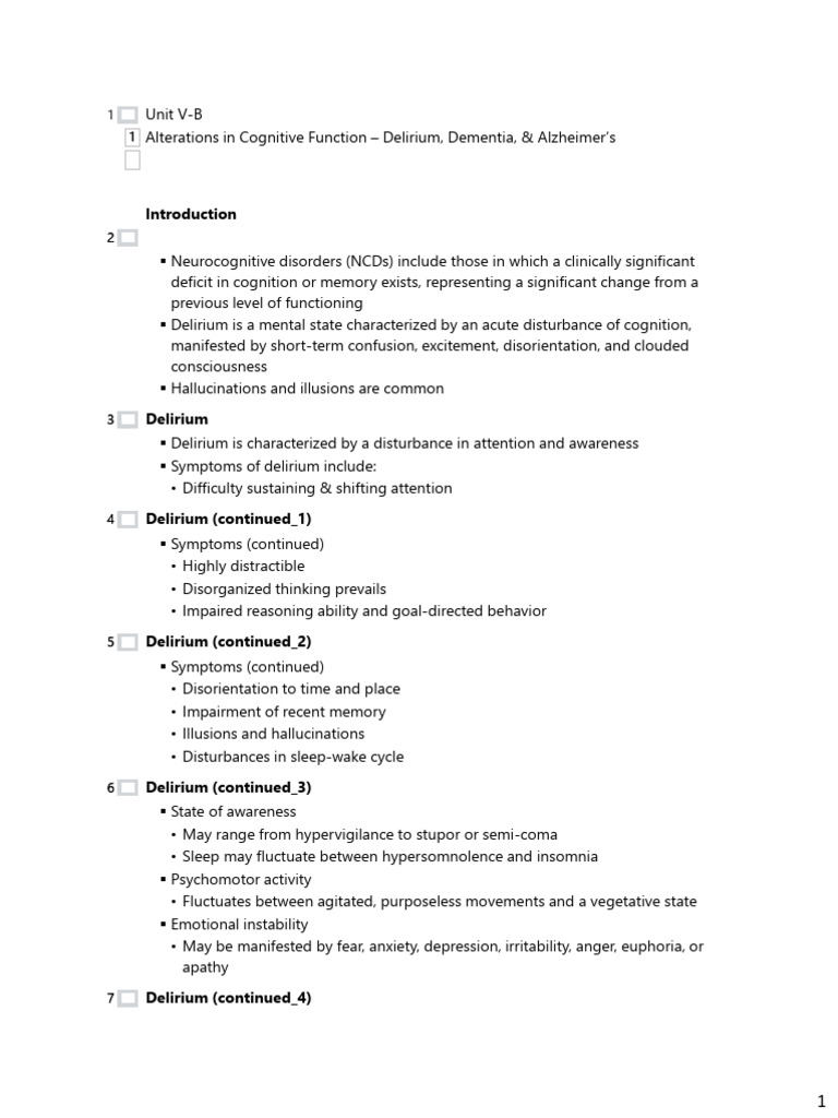 Unit V-B Alzheimer's & ADHD Outline | PDF | Dementia | Attention ...