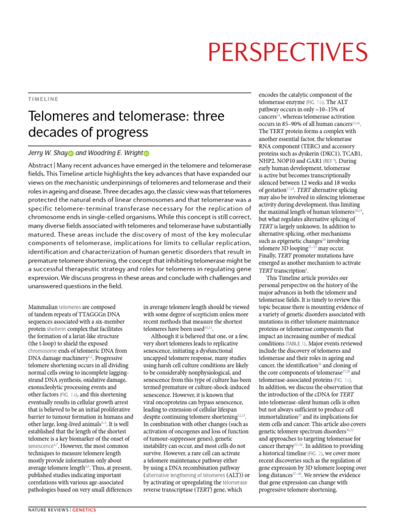 Progress in Telomeres and Telomerase | PDF | Telomere | Dna