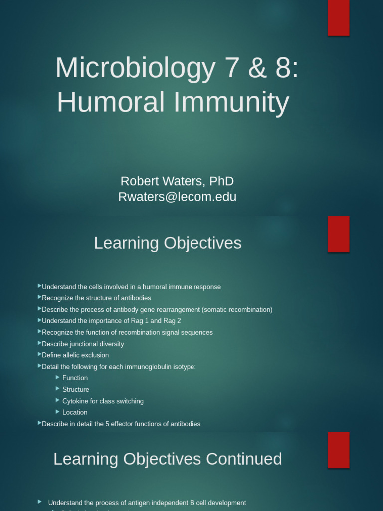 Microbiology 7 & 8 Humoral Immune System 2023 LDP | PDF | Antibody | B Cell