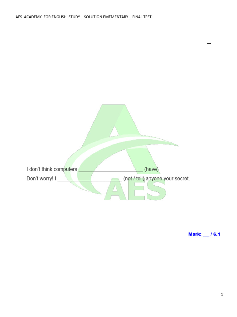 1. Solution Elementary_Writing Test_Grade 7_ Ly Nhat Quang | PDF