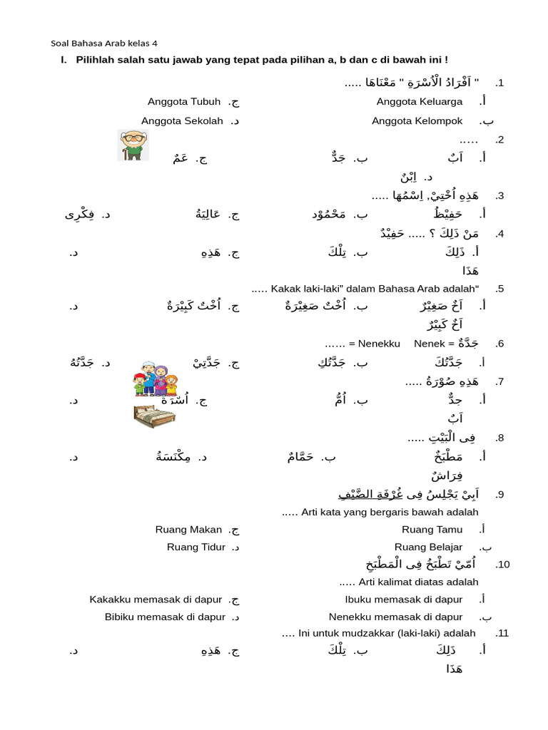 Soal Bahasa Arab Kelas 4 di Rumah | PDF