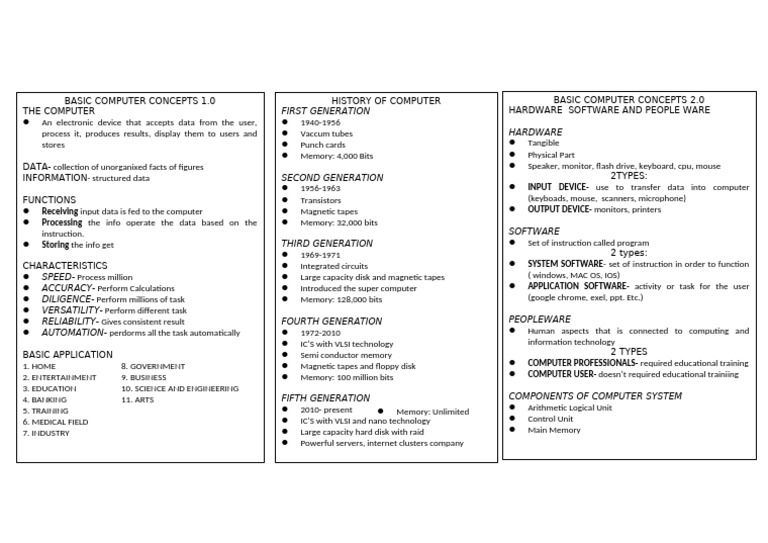 Overview of Basic Computer Concepts | PDF | Computer Data Storage ...