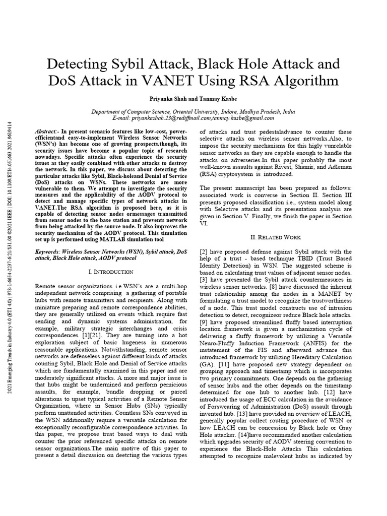 Detecting Attacks in Wireless Sensor Networks | PDF | Wireless Ad Hoc ...