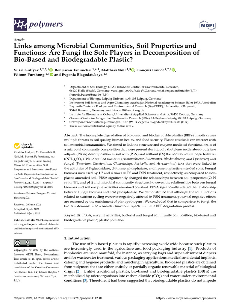 Biodegradation of Bio-Based Plastic | PDF | Soil | Biodegradation