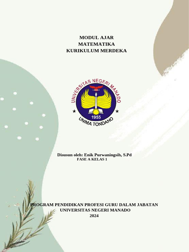 Modul Ajar Matematika Kelas 1 SD | PDF