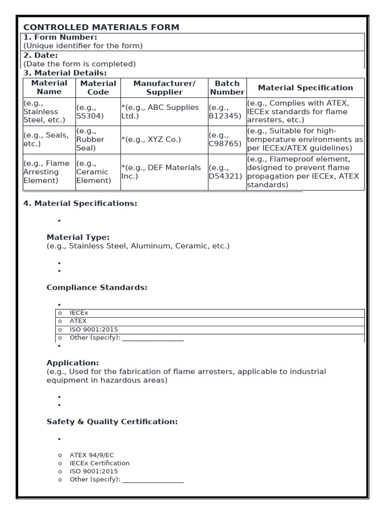 Controlled Materials Form | PDF