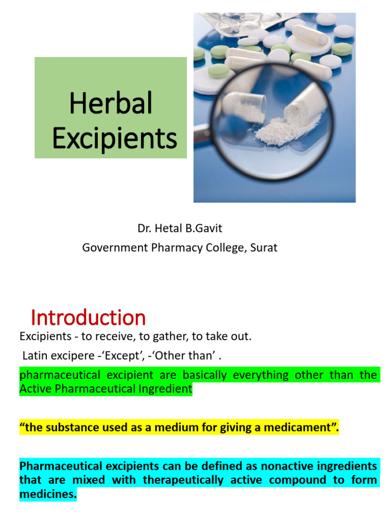 Herbal Excipients in Pharmaceuticals | PDF | Starch | Pharmaceutical ...