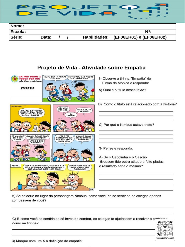 Atividade de Projeto de Vida | PDF