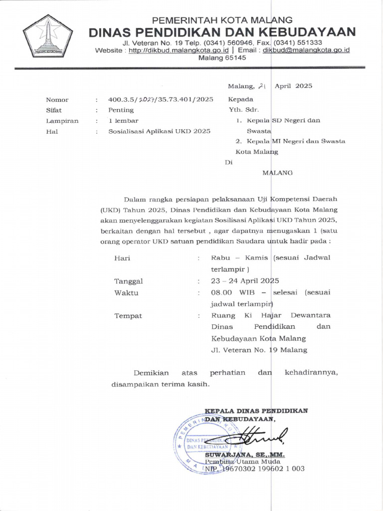 Undangan Sosialisasi Aplikasi UKD 2025 | PDF