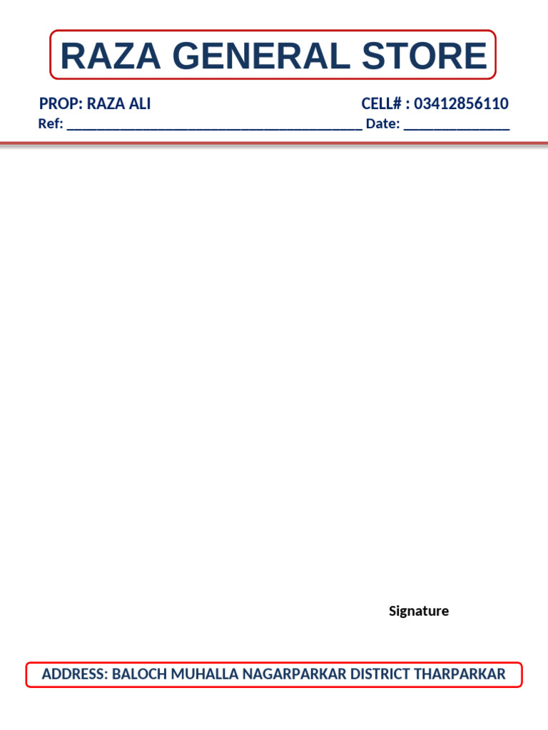 Raza General Store | PDF