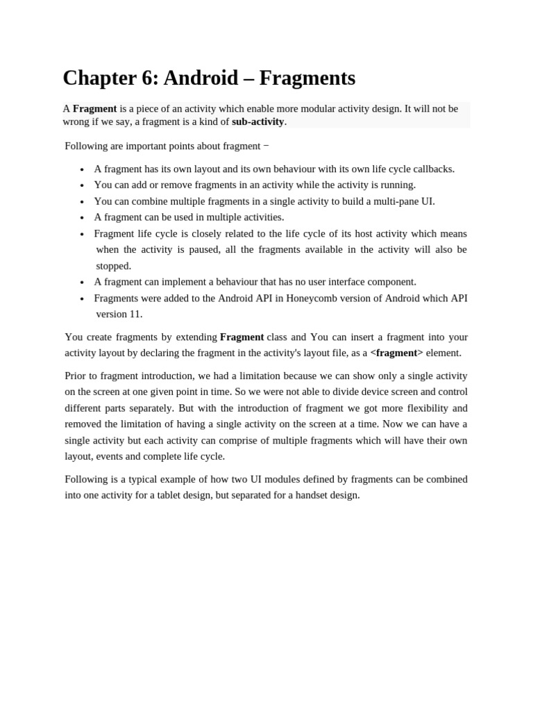 Chapter 6 Android - Fragments | PDF | Android (Operating System ...
