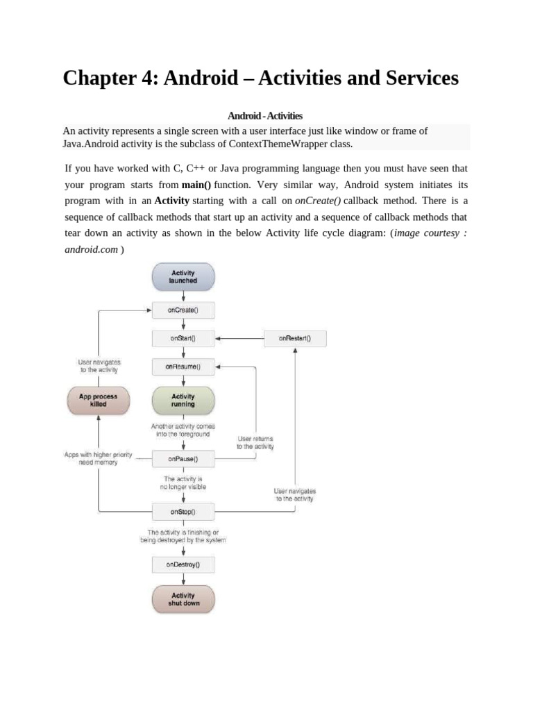 Chapter 4 Android - Activities and Services | PDF | Android (Operating ...
