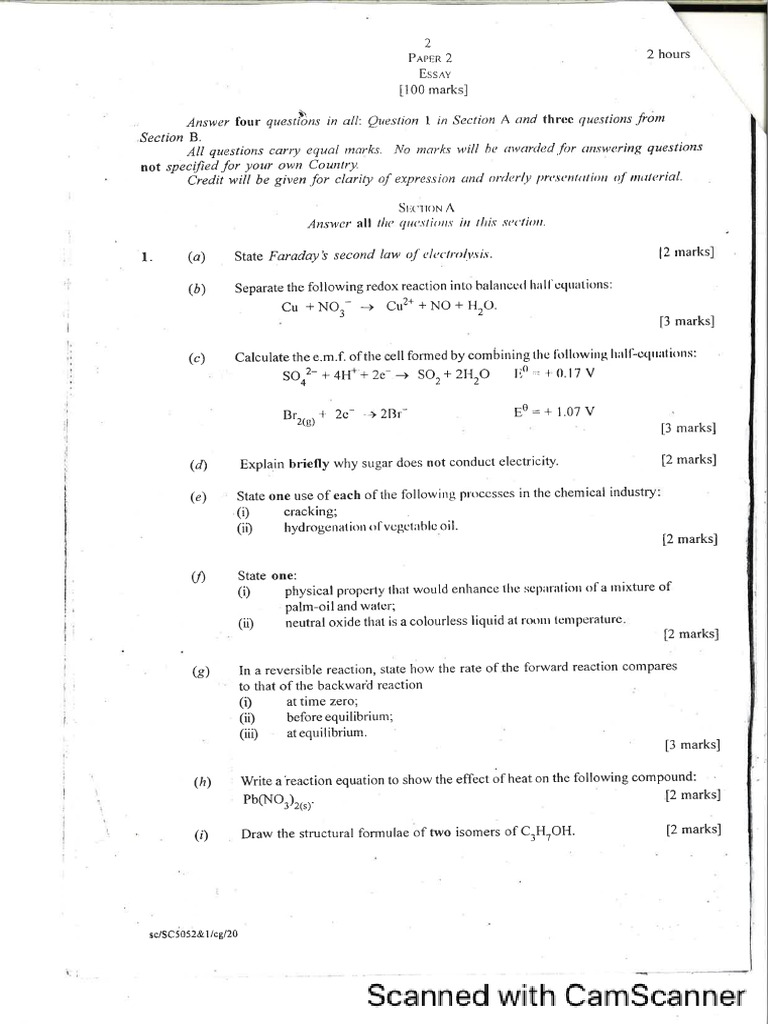 Sample Chemistry Questions | PDF | Chemical Compounds | Gases