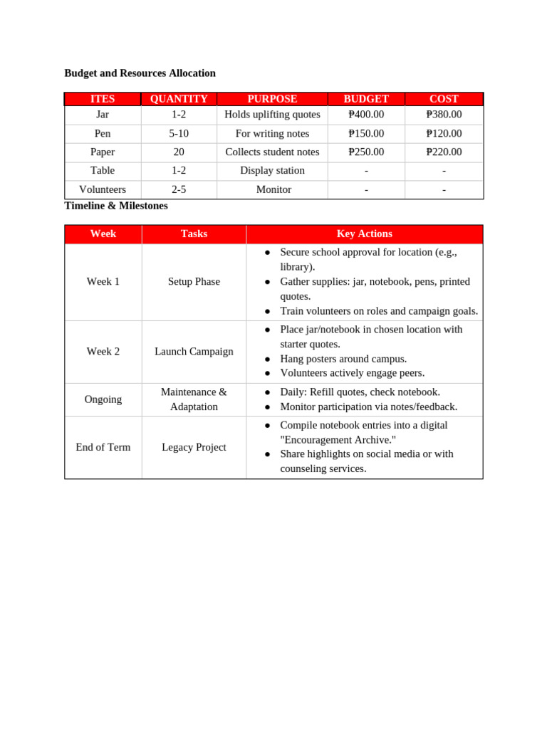 Budget and Resource Allocation Plan | PDF