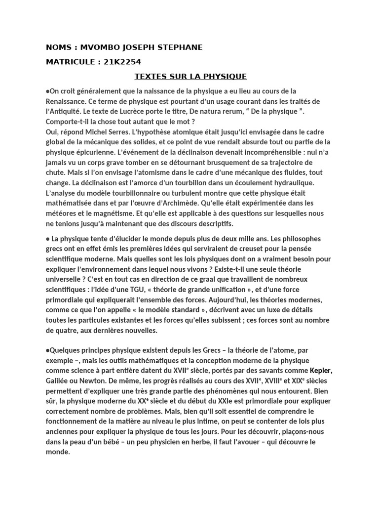 Histoire et principes de la physique | PDF | Physique | Science