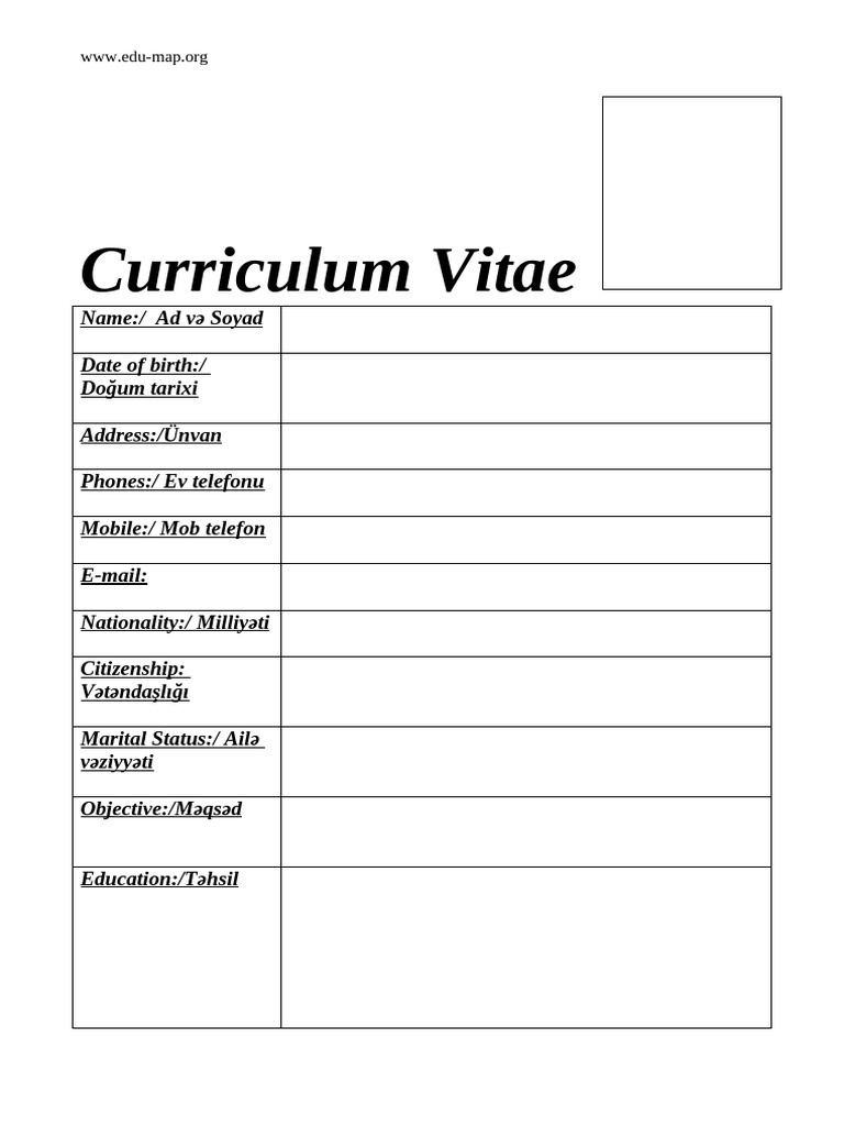 CV 1 Az Eng WWW - Edumap.az | PDF