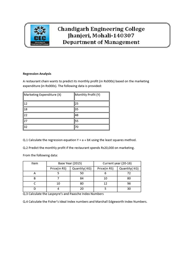 Business Analytics Regression Assignment | PDF
