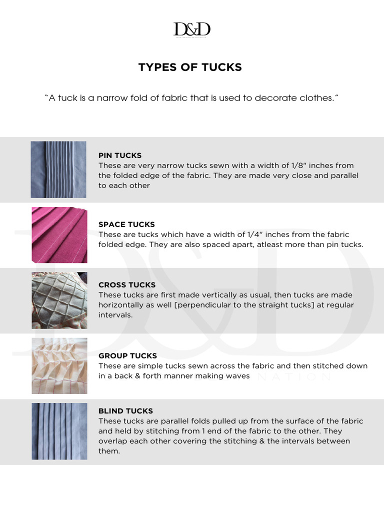 Types of Tucks in Sewing | PDF