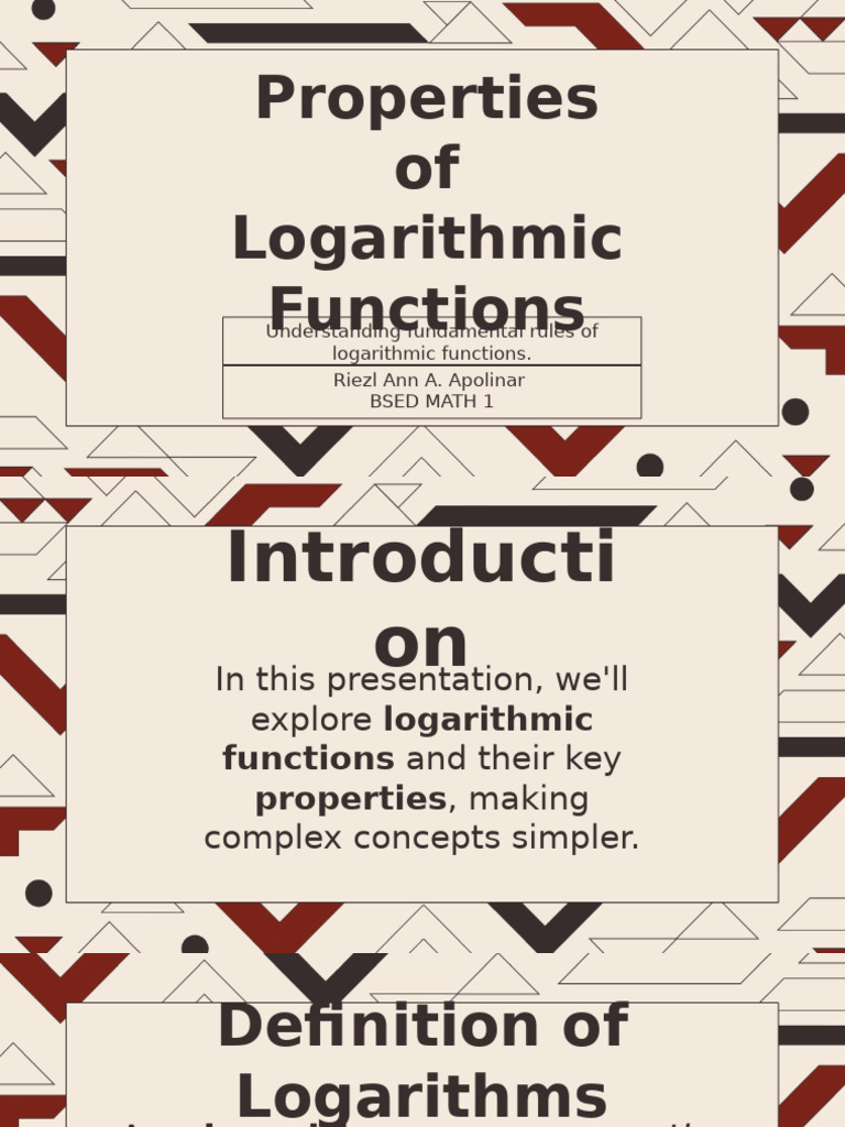 Key Properties of Logarithmic Functions | PDF | Logarithm | Exponentiation
