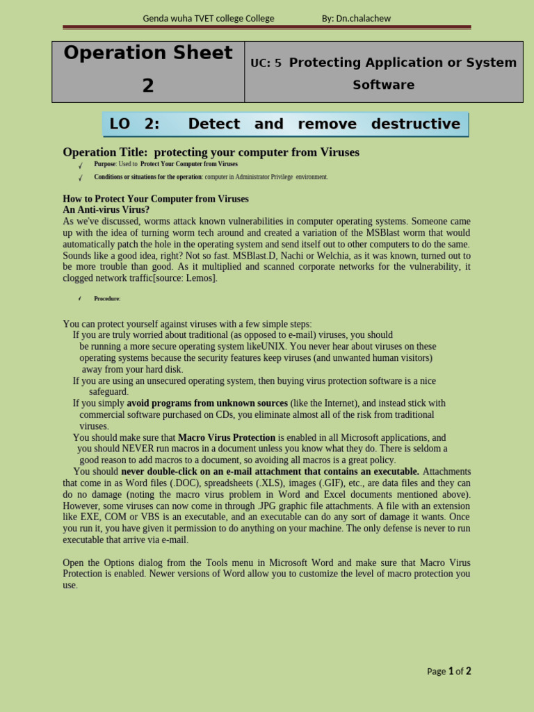 Virus Protection for Your Computer | PDF | Computer Virus | Microsoft Excel