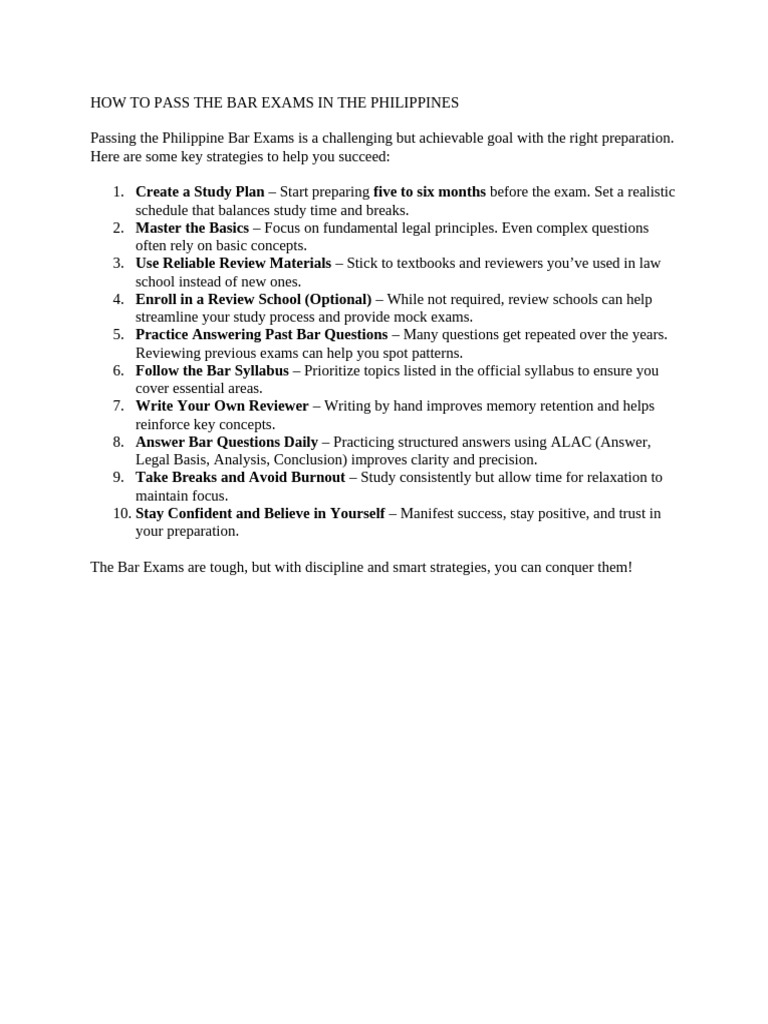 Strategies for Passing the Bar Exam | PDF
