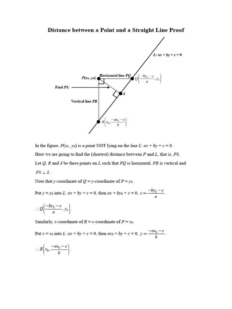 01distance Between A Point and A Straight Line Proof | PDF