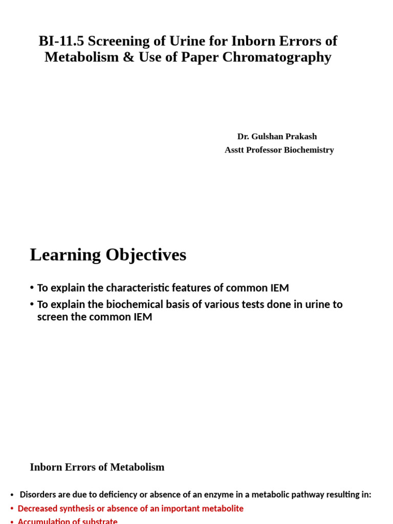 Inborn Errors of Metabolism | PDF