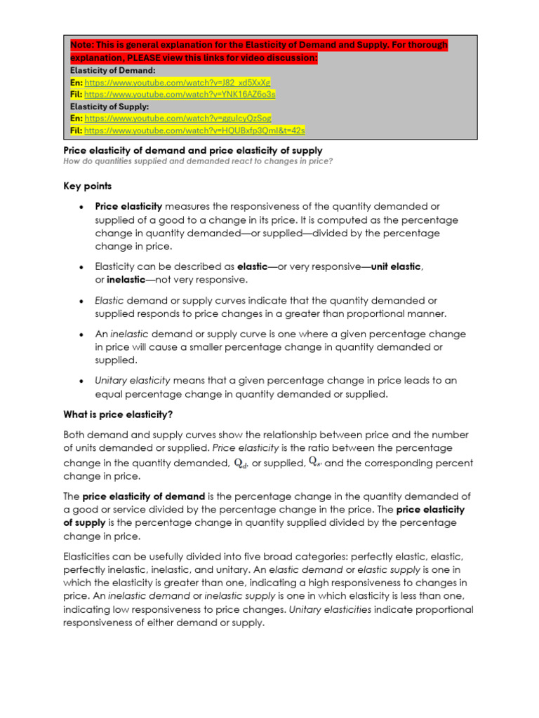Elasticity-of-Demand-and-Supply | PDF | Price Elasticity Of Demand ...