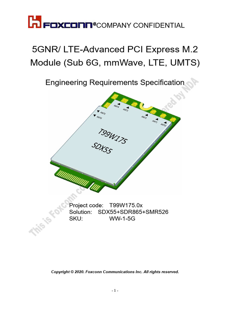 T99W175 5GNR/LTE M.2 Module Specs | PDF | High Speed Packet Access ...