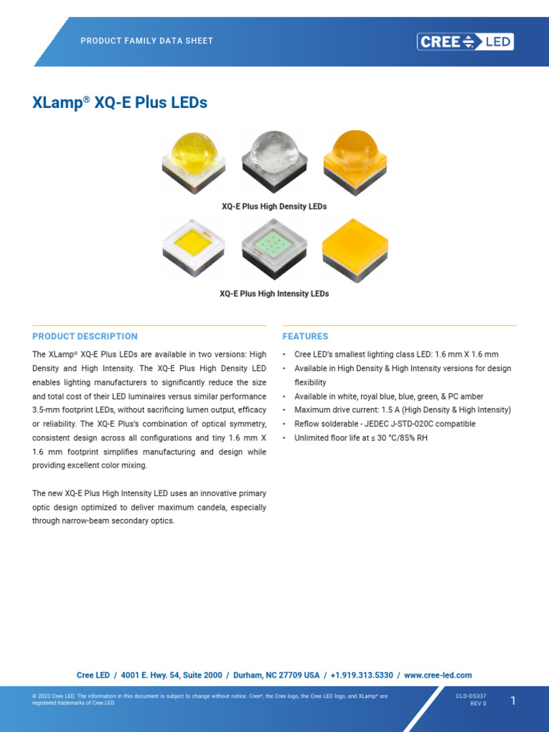 Httpsdownloads.cree Led.comfilesdsxXLamp XQE Plus.pdf | PDF | Light ...
