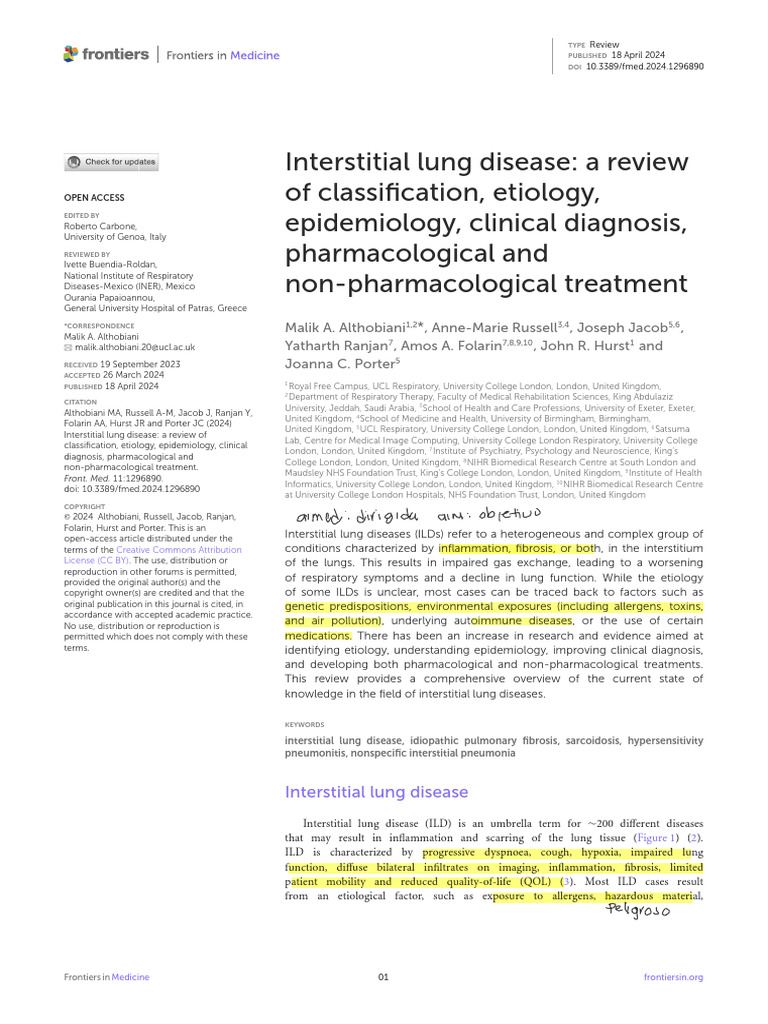 Interstitial Lung Disease Overview and Treatment | PDF | Lung | Pneumonia