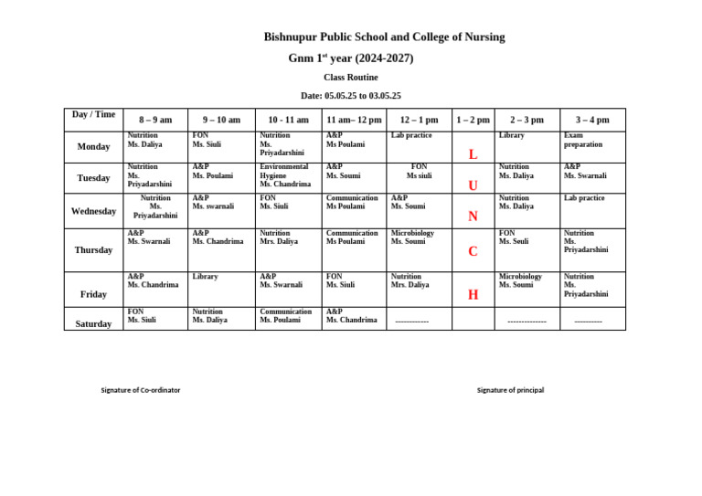 GNM 1st Year Exam Schedule 2025 | PDF