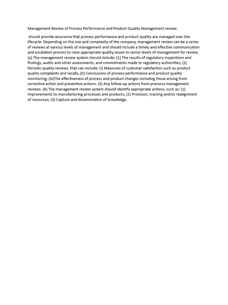 Management Review for Quality Assurance | PDF