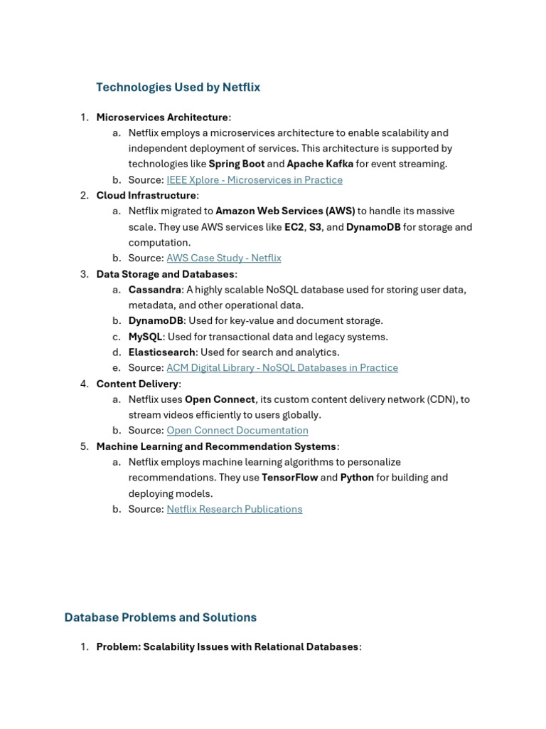 Netflix's Tech: Scalability & Delivery Solutions | PDF | No Sql | Databases