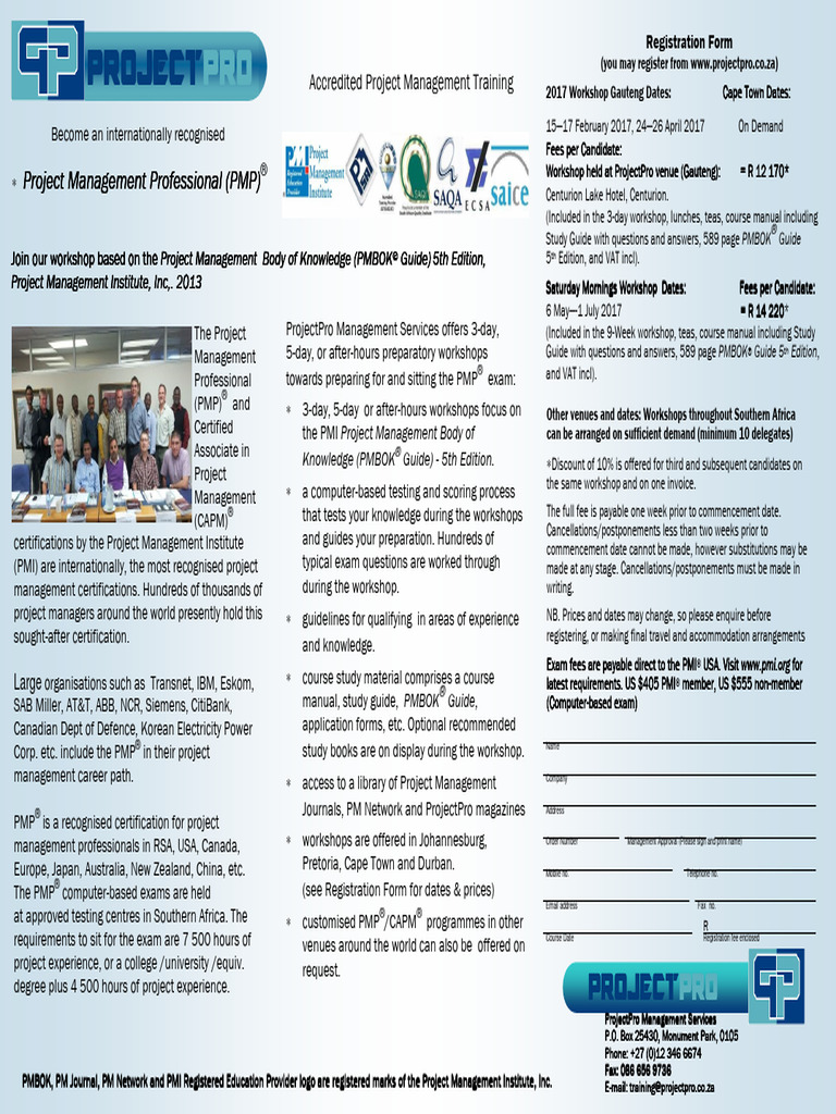 PMP Certification Workshops in Cape Town | PDF | Project Management ...