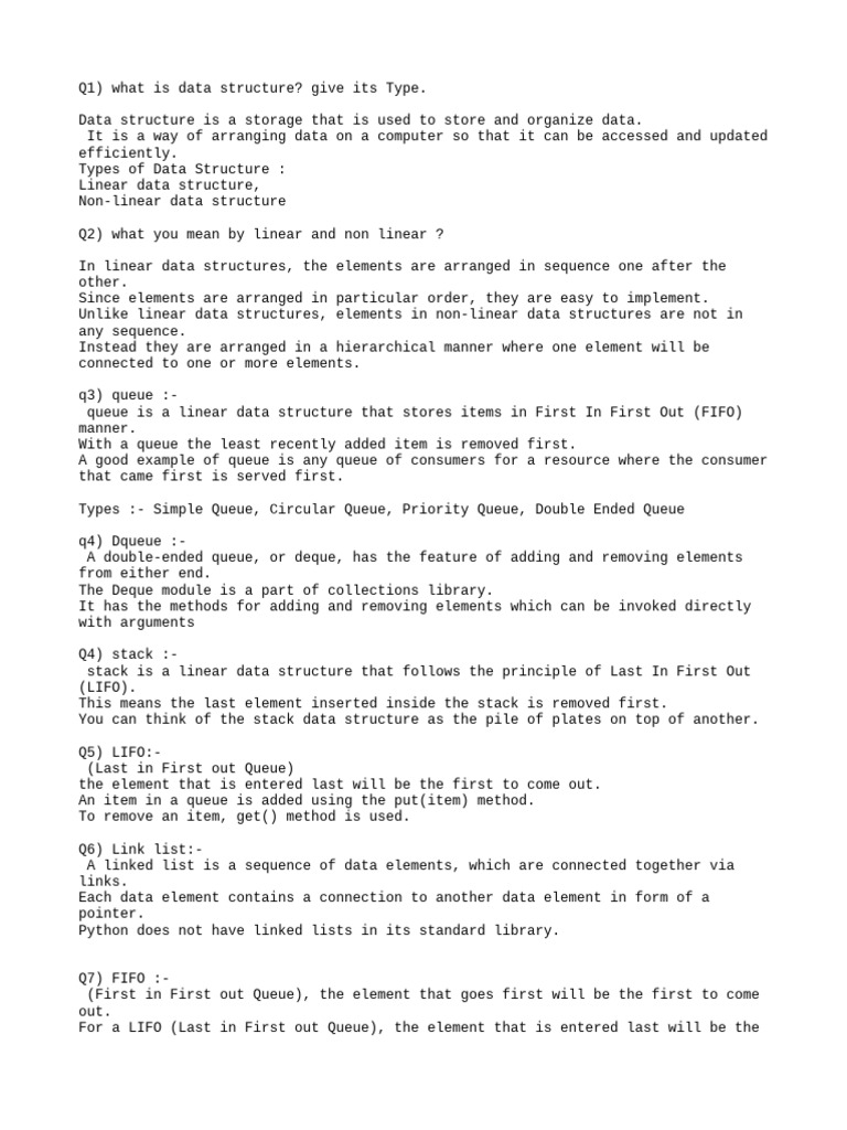 Overview of Data Structures and Types | PDF | Queue (Abstract Data Type ...