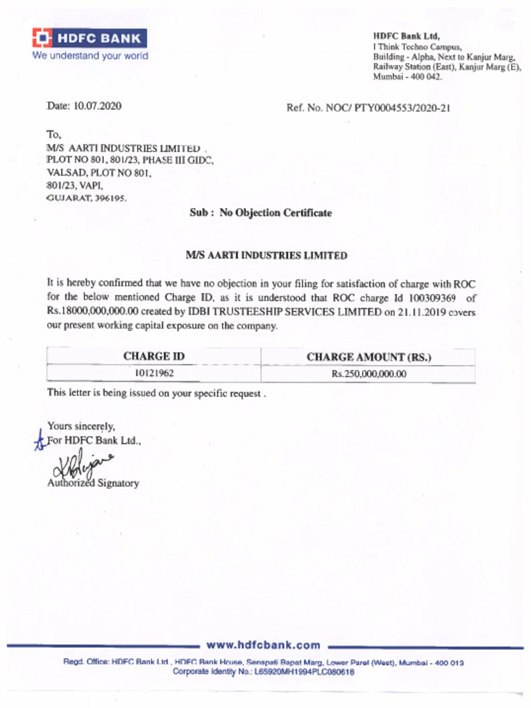 75 Letter of The Charge Holder Stating That The Amount Has Been ...