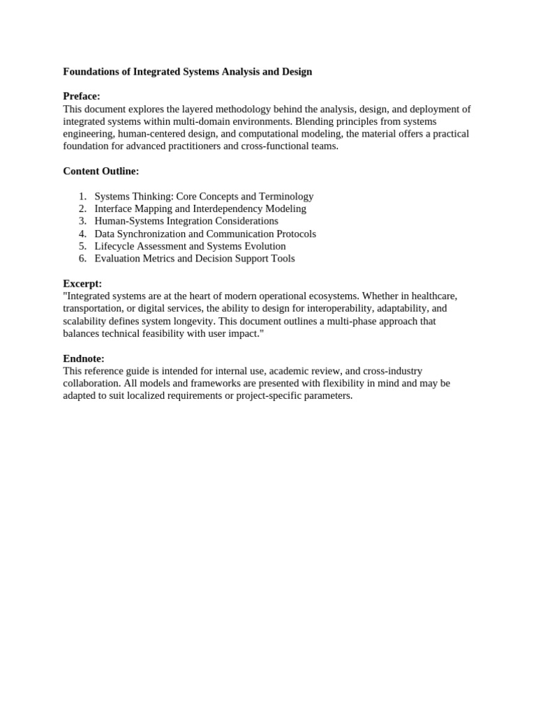 Integrated Systems Analysis Guide | PDF