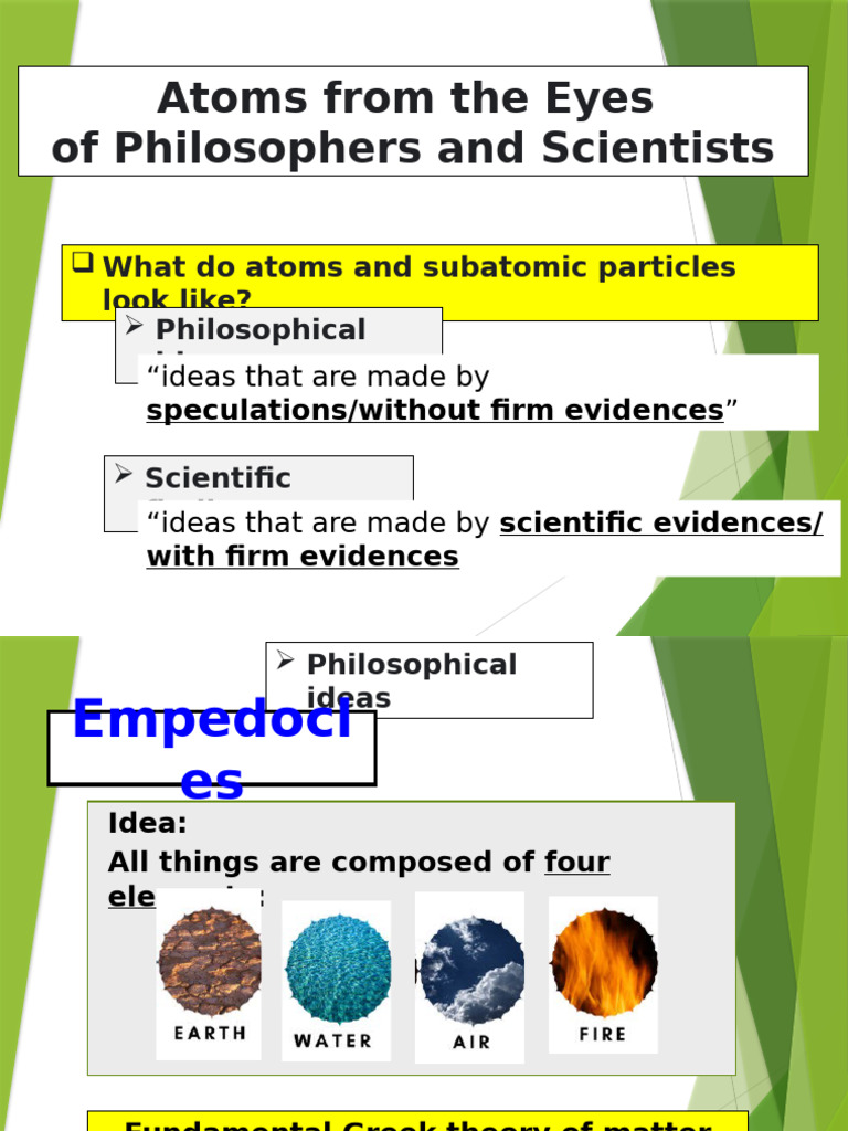 Philosophical and Scientific Views on Atoms | PDF | Chemical Elements ...