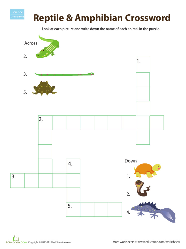 Critter Crossword Reptiles Amphibians PDF