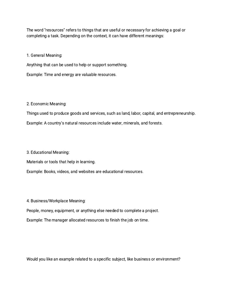 Understanding the Concept of Resources | PDF