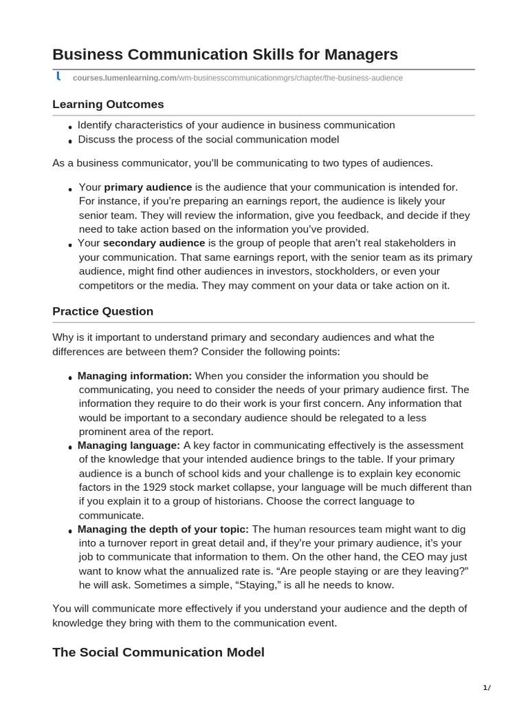 Social Communication Model | PDF | Communication | Information