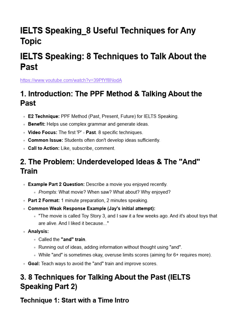 PPF Method for IELTS Speaking Success | PDF