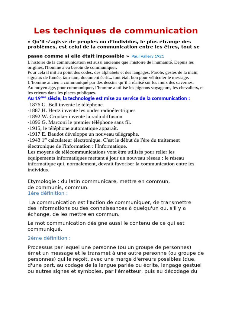 Techniques de communication essentielles | PDF | la communication