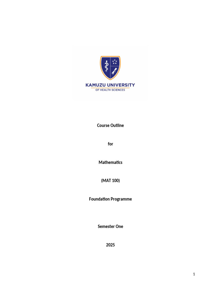 MAT 100 Mathematics Course Outline | PDF | Trigonometric Functions ...