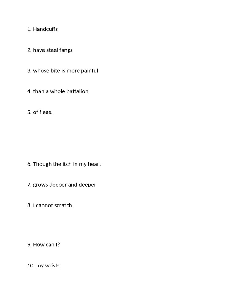 Handcuffs: A Poetic Reflection | PDF