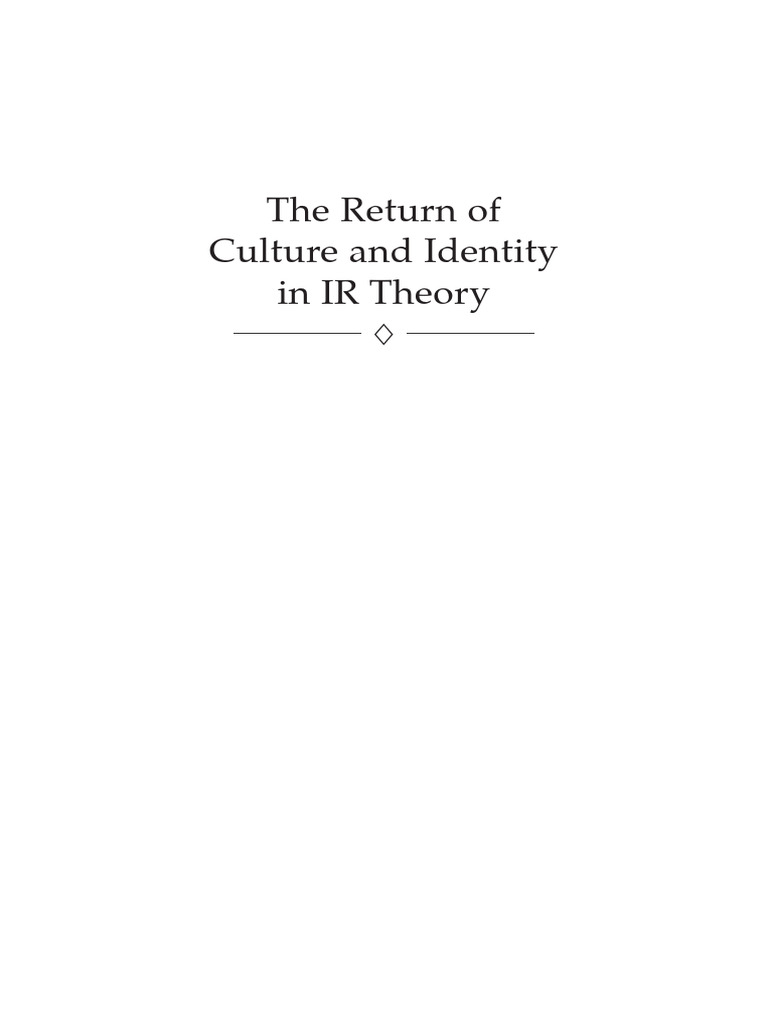 Culture and Identity in IR Theory | PDF | Epistemology
