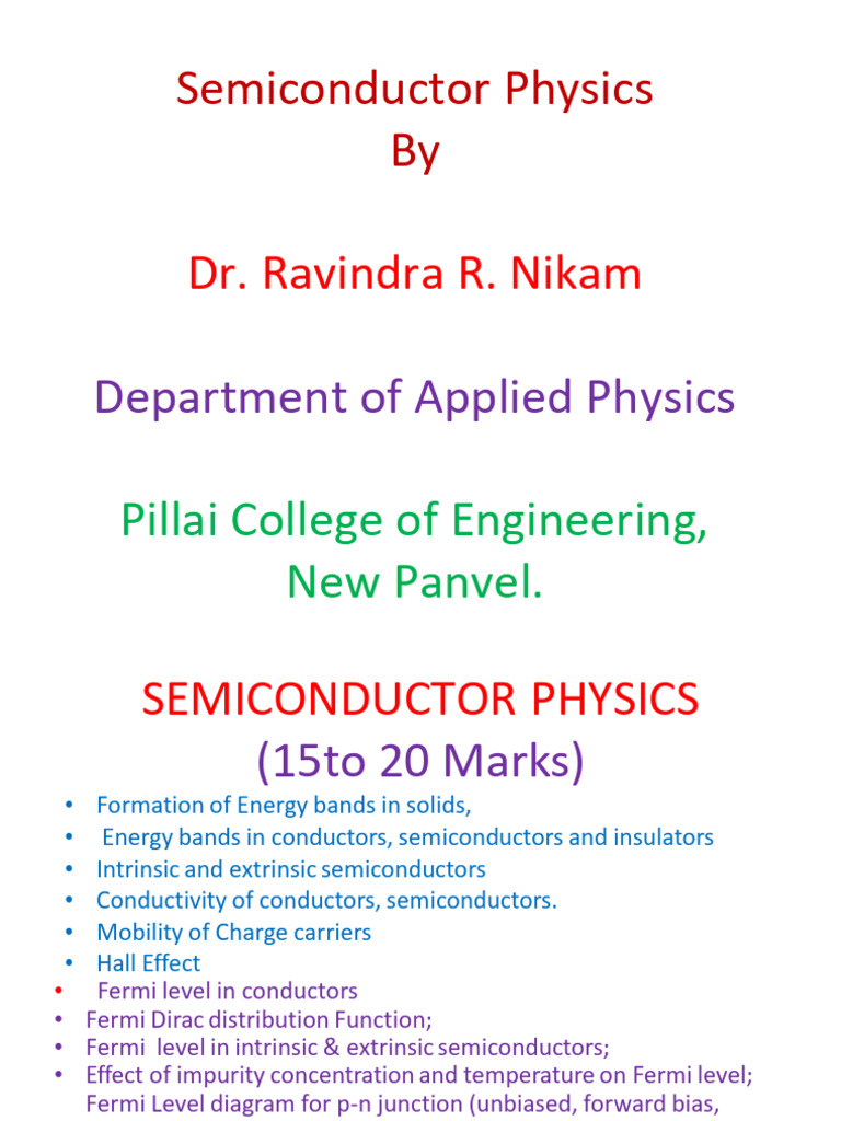 Semiconductor Physics Pdf Semiconductors Doping Semiconductor