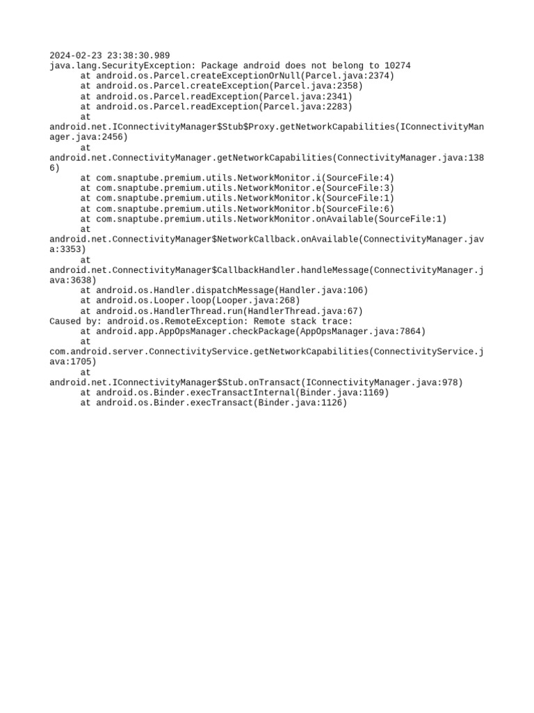 Android SecurityException: Package Error | PDF