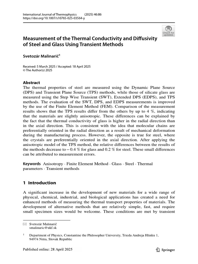 Thermal Conductivity of Steel and Glass | PDF | Inverse Problem ...